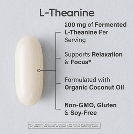 Sports Research Double Strength L-Theanine Supplement - Suntheanine Softgels for Focus, Relaxation & Alertness - Non-Drowsy Support Made with Coconut Oil, Non-GMO & Gluten Free - 200mg, 120 Count