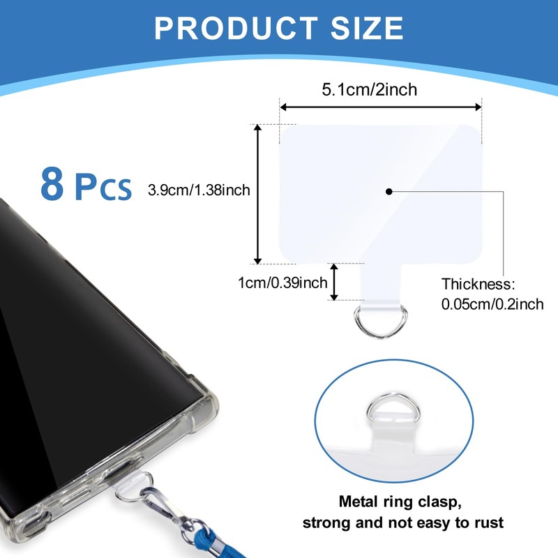 Rimoev Phone Tether Tab, 8 Pieces Universal Phone Lanyard Patch