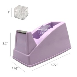 SHOIKOM Colorful Desktop Tape Dispenser for Office, Home & School, Durable and Stylish Office Supplies, Non-Skid Base, Macaron Purple