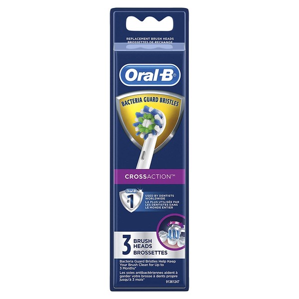 Oral-B Cross Action Electric Toothbrush Replacement Brush Heads Refill, 3 Count (EB50-3)