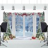 10x8ft XMJJKUF Vinyl Christmas Backdrop Snow Window Scenery Xmas Tree