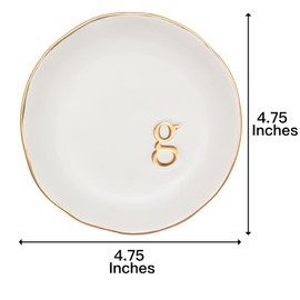 COLLECTIVE HOME - Ceramic Jewelry Tray, Decorative Trinket Dish for Rings Earrings Necklaces Bracelet Watch Keys, Birthday Mother's Day Christmas Gift for Women, 4.75", White Surface (G)