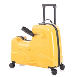 Fridtrip 22 inch Kids Ride On Luggage with Safety Belt,Tollder Luggage with Spinner wheels and Luggage Cover (Yellow)