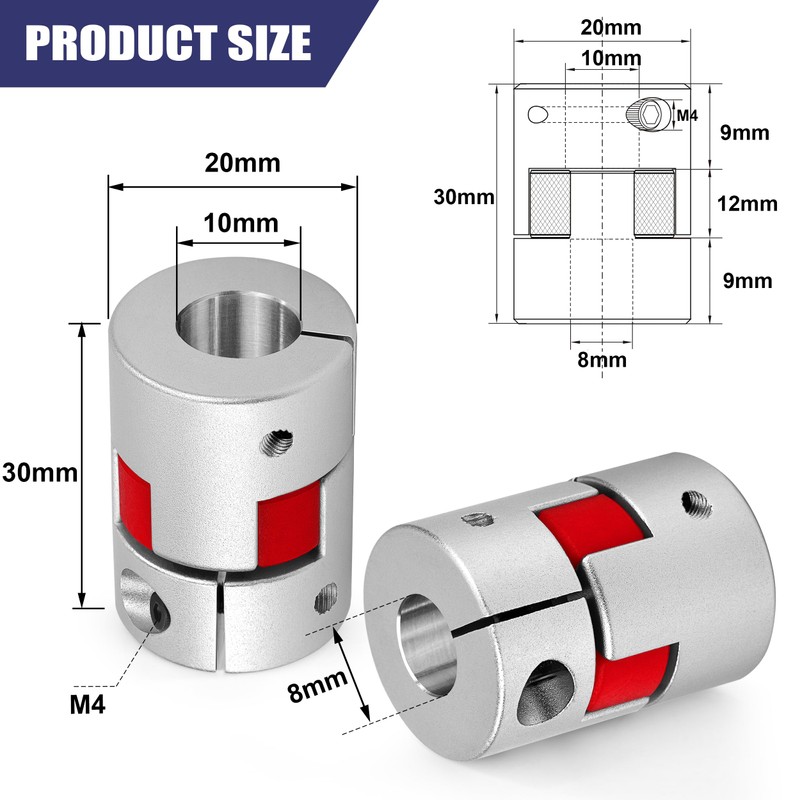 Clutch Coupler Aluminium 8mm x 10mm Shaft Coupling Flexible Plum