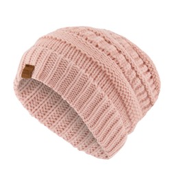 Beanie for Women - Warm Winter Beanies Women Thick Chunky Knit Black Beanie Hats for Women Winter Hats for Women (Blush)