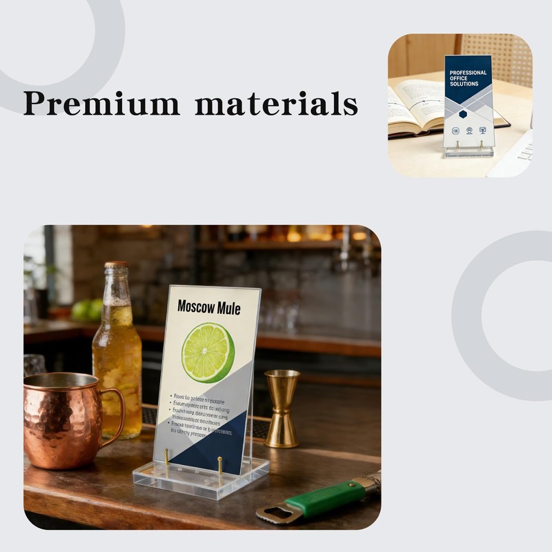 Clear Display Stand with Adjustable Gold-Toned Pegs, Picture Stands for