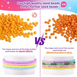 Funtopia Uniform 3 mm Beads for Bracelets, 39 Colours, 8200 Pieces Beads for Threading, Bead Set, Children, Girls, Friendship Bracelet Kit for Craft Set