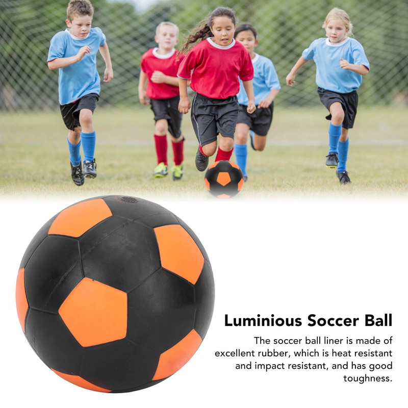 LED Vibrating Glow Soccer Ball Inflatable Rubber Football Luminous Soccer