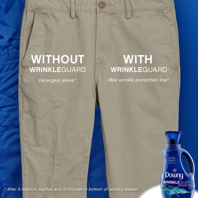 Downy WrinkleGuard Liquid Fabric Softener and Conditioner, Fresh, 48 fl