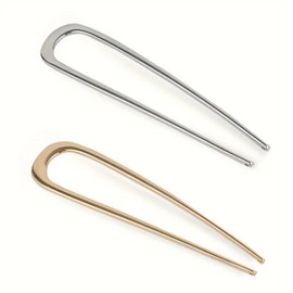 2 pcs U-shaped metal french hair pin set, french twist hair pin, vintage hair accessories for women, perfect for thick hair, classic gold and silver french pin