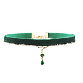 Love Heart Velvet Zircon Bead Choker Collar Necklace Adjustable Retro Knot Clavicle Chain Necklace for Women Wedding Party Aesthetic Jewelry Birthday Gift-G green