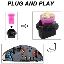 GLOFE T10 194 168 Dash Instrument White LED Light Bulbs Bright Panel Gauge Cluster Dashboard LED Light Bulbs 10Pcs/Set (Purple/pink)