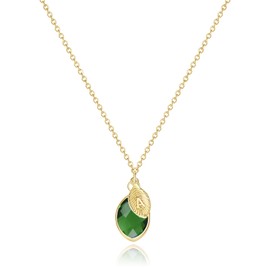 Me&Hz Dainty August Birthstone Necklace with Initial A, 14k Gold Filled Tiny Cute Leaf Letter Peridot Birthstone Pendant Necklace Gold Initial Necklaces for Women Mother Grandma Birthday Gift