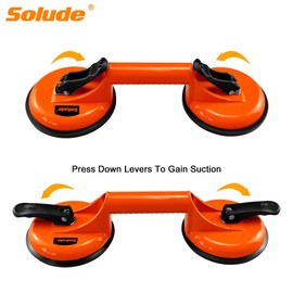 SOLUDE 2 Pack Glass Suction Cups,Aluminium Heavy Duty Vacuum Handle Glass Holder for Lifting Large Glass/Window/Tiles/Mirror/Granite/Floor Gap Fixer/Windshield Removal & Install Tool