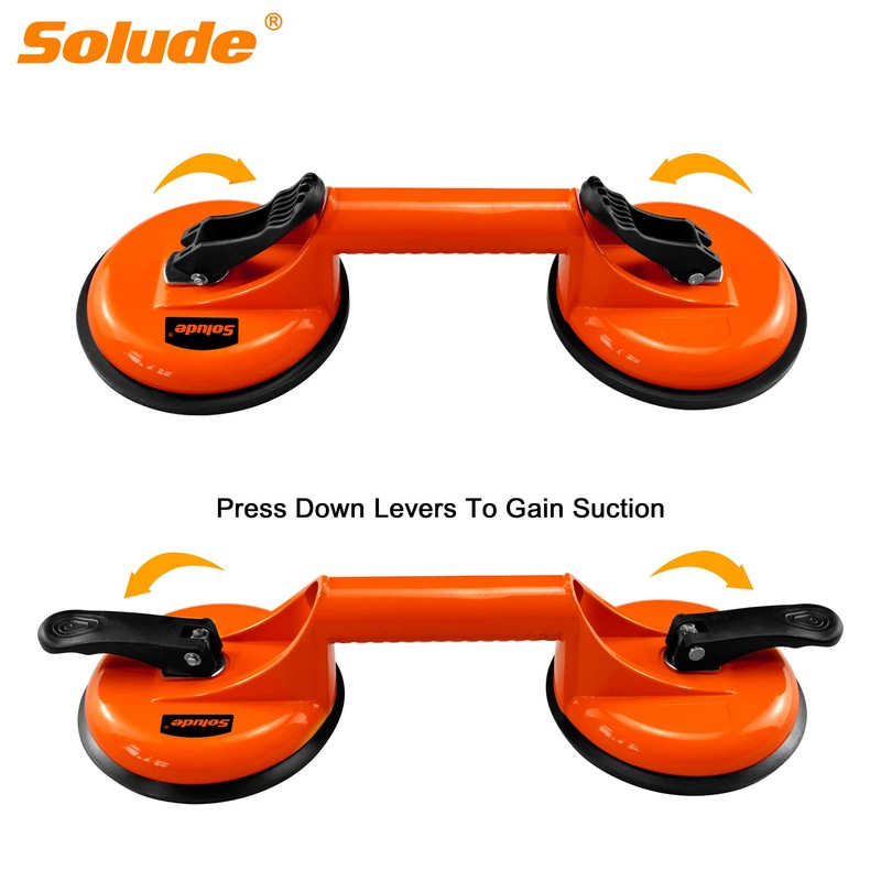 SOLUDE 2 Pack Glass Suction Cups,Aluminium Heavy Duty Vacuum Handle