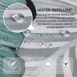 SearchI Water Repellent Seat Covers for Dining Chairs, 6 Pack Jacquard Stretch Dining Room Chair Seat Covers, Kitchen Chair Seat Covers Protectors(Blue Foliage)