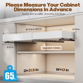21" Deep Pull Out Cabinet Organizer, Expandable (12.6''-20.5'') Slide Out Drawers for Cabinets Fixed with Adhesive Nano Film, Roll out Shelf Storage for Kitchen Pull Out Shelves for Bathroom Pantry