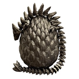 3D Printed Articulated Gemstone Dragon Fidget Toy – Flexible Dragon Egg Figurine for ADHD, Autism, and Anxiety Relief (Black)