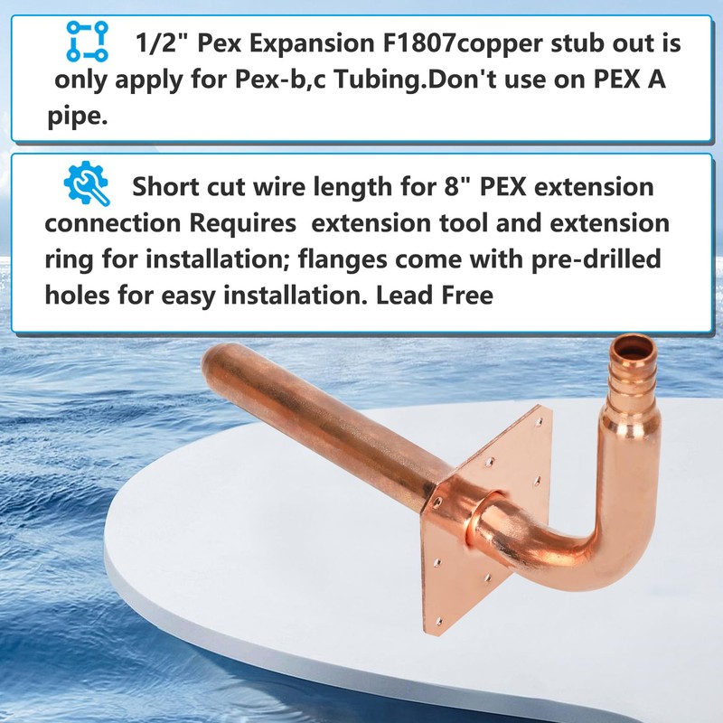 Pack of 10 Copper Stub Out Elbows with Wall Flange