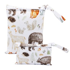 FENGQQKJ Wet Bag Nappy Bag Dry Bag Nursery Wet Bag Wet Dry Swimming Bag Casual Nappy Bag Organiser Large Small Waterproof Nappy Bags Reusable for On the Go Pack of 2, White, wet bag