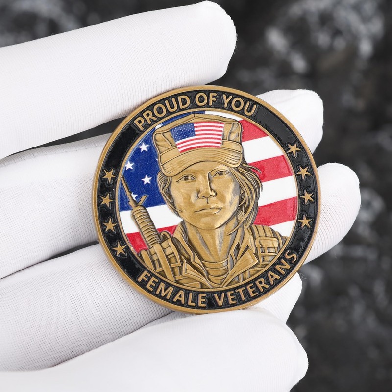 3D Color American Female Veterans Challenge Coin - Dual Sided