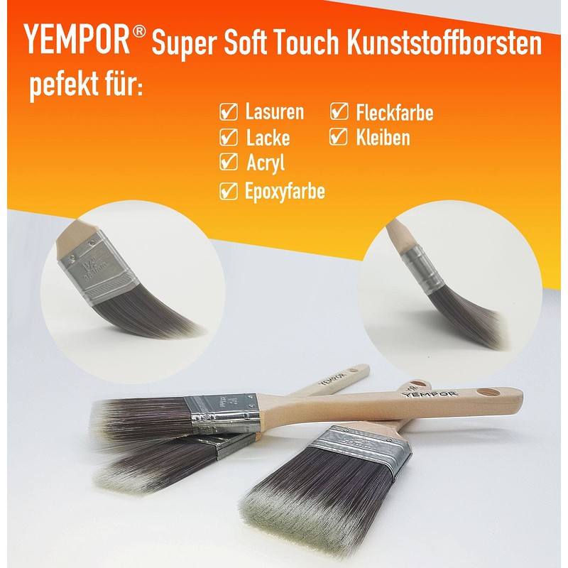 YEMPOR Paint Brush, Painter's Brush 3-Piece for Precise Work, Glaze