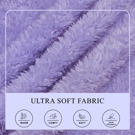 LYCY Women Hooded Fleece Robe, Soft Warm Plush Bathrobe for Women Fluffy Spa Long Robe（LIGHT PURPLE, S/M）