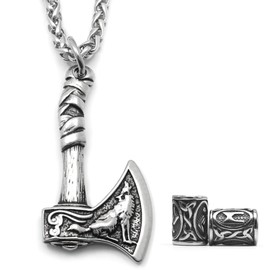 Gungneer Stainless Steel Mjolnir Thor Hammer Necklace Pendant Norse Viking Battle Axe Amulet Jewelry Men Women