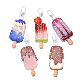 YUHUANLAN Cute Ice Cream Keychain for Backpacks, Kawaii Dessert Charms, Keyring for Women Girls, Gift for Friend (suit)
