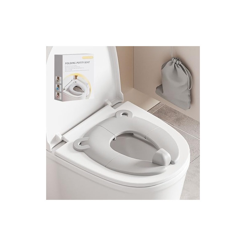 Adaptador Baño Infantil Plegable, Asiento de Inodoro Niños (Gris)