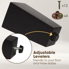 CODIN (5 Sizes: 3"-4"-5"-6"-8" Set of 4 Wood Furniture Legs - Square Sofa Legs, Couch Leg - Brown Mid-Century Modern Replacement Legs for Armchair Recliner Coffee Table Dresser (4, 5")