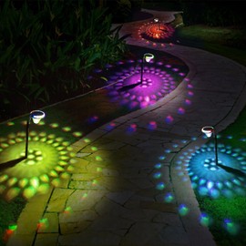 Solar Garden Lights - Path Decorative Lamp - Bright RGB and Warm White Solar Lights for Backyard, Porch, Garden, Patio, Pathway, Yard Decor