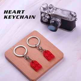 Meyerascal Red Heart Keychain Set for Couples, Brick Heart Keychain for Boyfriend Girlfriend, 2 Pcs Matching Heart Colorful Keychains.(Red)