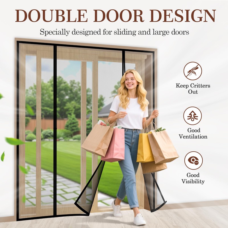 Yotache Magnetic Screen Door Fits 48x80 Inch Doors, Screen Size