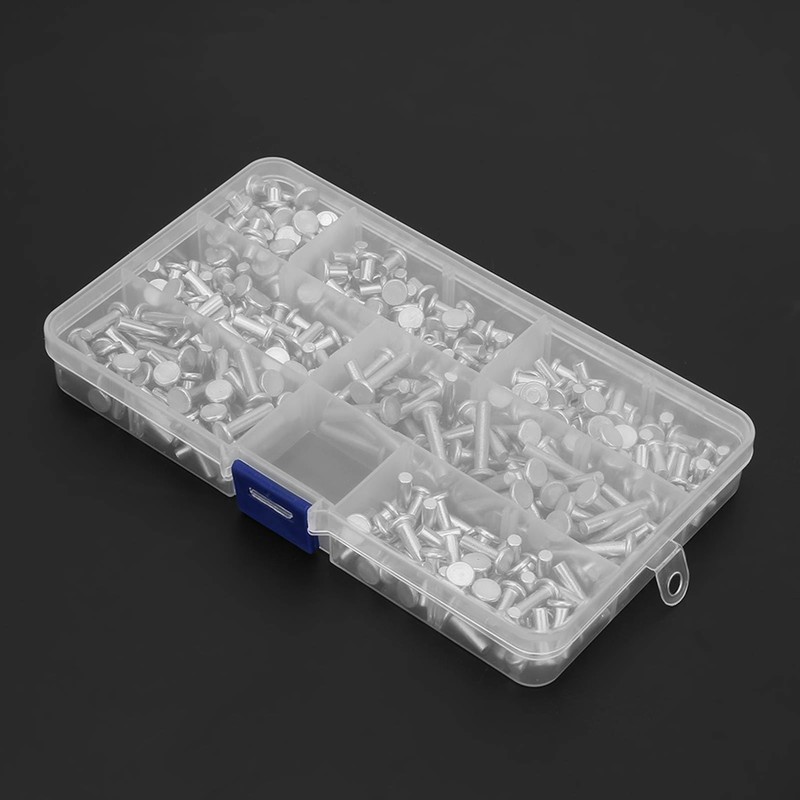 KooingTech 350 Pieces M4 Aluminium Rivets Set Flat Head Solid
