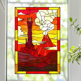 Rings Lord Dark Land Stained Glass Window Film (11"X16")