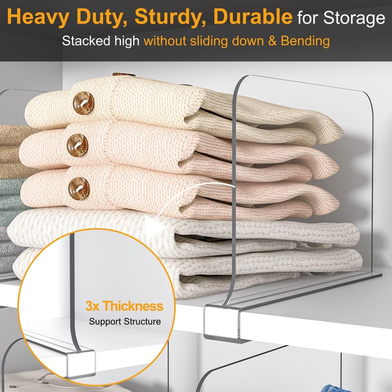 Purse Organizer for Closet Shelf Dividers: 8" Tall X 12"