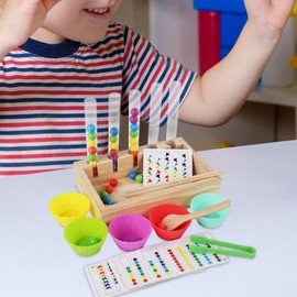 Baoblaze Montessori Balls in Cups, Beads Test Tube Toy, Rainbow Balls in Cups, Colour Sorting and Counting Toy, Clip Beads Puzzle Board Games for Children Preschool