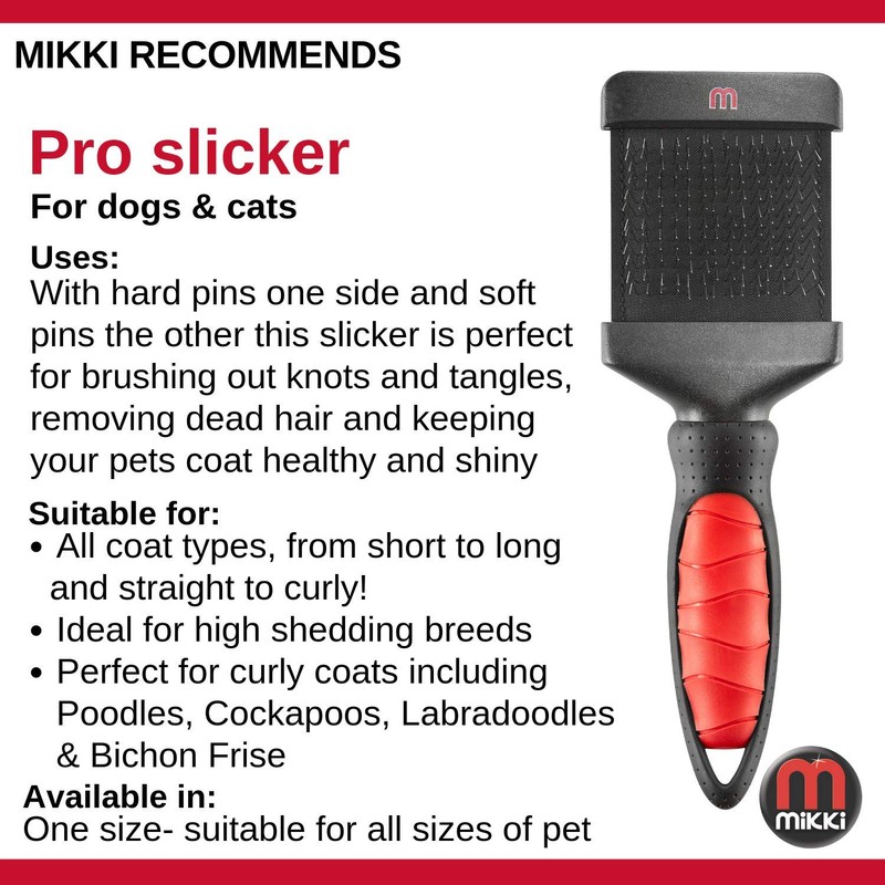 Mikki Dog, Cat Pro Slicker Brush - Remove Knots, Tangles