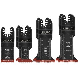 LEILUO 7 Pcs Oscillating Tool Blade Japanese Teeth Extra Long Oscillating Saw Blades for Wood CRV Multitool Blades Set Compatible with DeWalt Makita Milwaukee and More