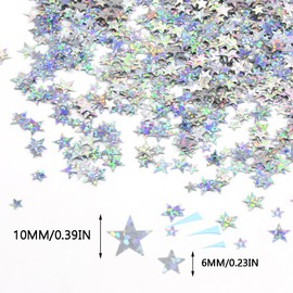 Yosawa 60g/2.1oz Star Confetti Star Shape Sequins Glitter Star Table Confetti for Wedding Birthday Party(XZX/Glitter Silver)