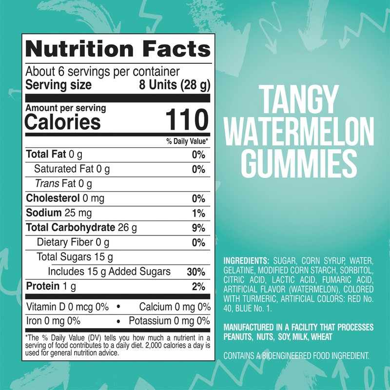 ChewzMe Watermelon Gummies, Sour Gummy Candy, 6 oz (Pack of
