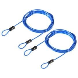 YOKIVE 2 Pcs Security Steel Cables, Coated Baggage Lock Wire Rope with Double Loop | Great for Luggage, Bicycles, Doors (Blue, 2.5mmx2m)