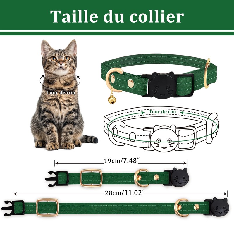Qianruida Leather Cat Collar Quick Release Kitten Collar Cat Collars