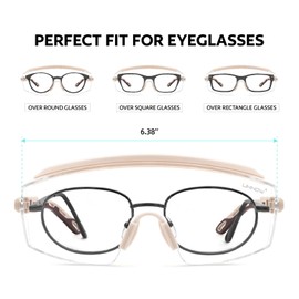 UKNOW Safety Glasses Over Eyeglasses, Anti Fog Safety Goggles ANSI Z87.1, Adjustable Protective Eyewear