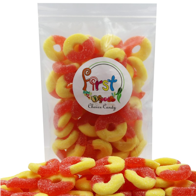 FirstChoiceCandy Gummy Rings Candy (Peach, 1 Pound (Pack of 1))