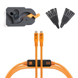 Tether Tools TetherGuard LeverLock Plate Camera Port Protection & Tripod Plate Cable Management TetherPro Optima 10G 15ft (4.6m) High-Speed USB-C to USB-C Straight to Straight High-Visibility Orange
