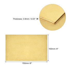 sourcing map Brass Sheet, 1Pcs 6" x 4" x 0.031" H62 Metal Sheets Plates for Crafts, Electrical Repairs, Industry