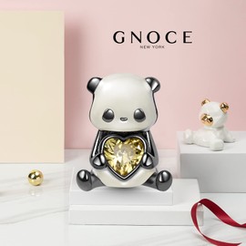 GNOCE Panda Embraces Heart-shaped Gem Charm Bead Sterling Silver Fit Bracelet/Necklace Jewelry Gift For Women Wife