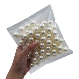 INSPIRELLE 70pcs 20mm Ivory Lustrous ABS Undrilled Art Faux Pearls for Vase Fillers, Big Size No Hole Makeup Beads Imitation Round Pearl Beads for Table Scatter Home Wedding Decoration